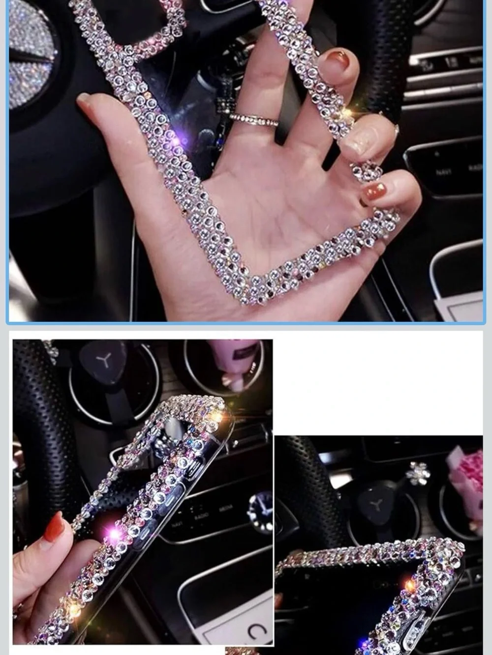 Sparkling Crystal Rhinestone Phone Case - Clear Silver-iphone 13 pro max